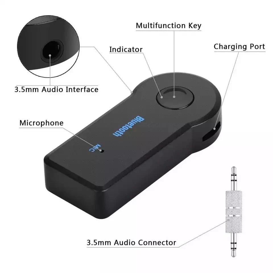 Wireless Bluetooth Receiver 3.5mm AUX Audio Stereo Music Home Car Adapter