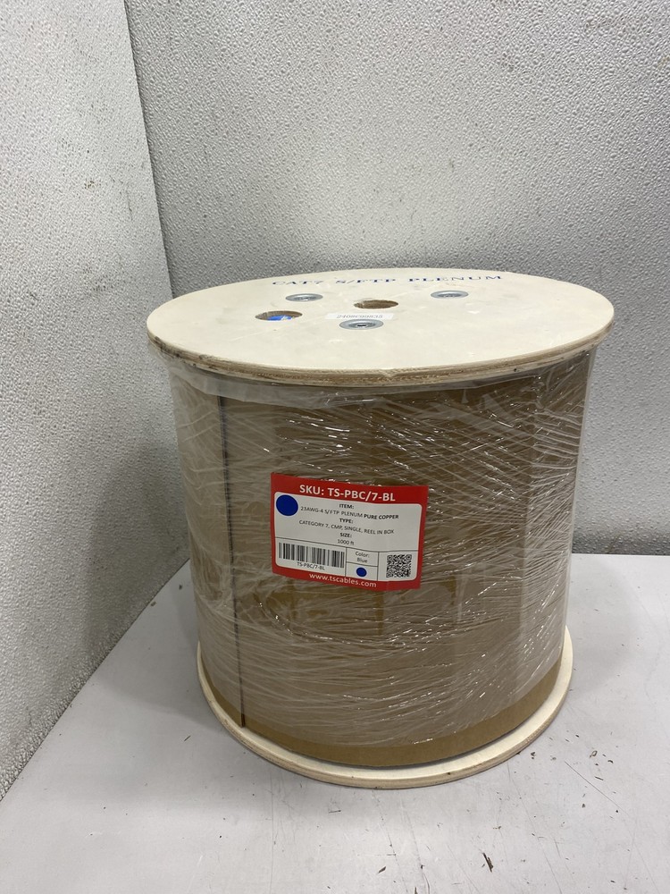 TSCables Cat7 Plenum Cable 1000ft Blue TS-PBC/7-BL