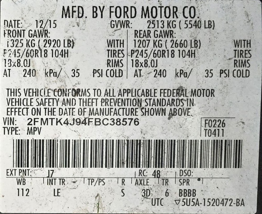 Steering Column Push Button Start Fits 15 EDGE 1510394