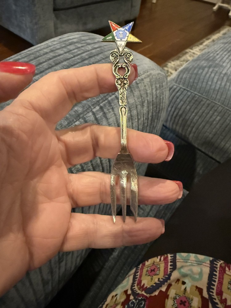 Eastern Star Pickle Fork Germany Early 1900s Enameled 5 Point Mint Condition