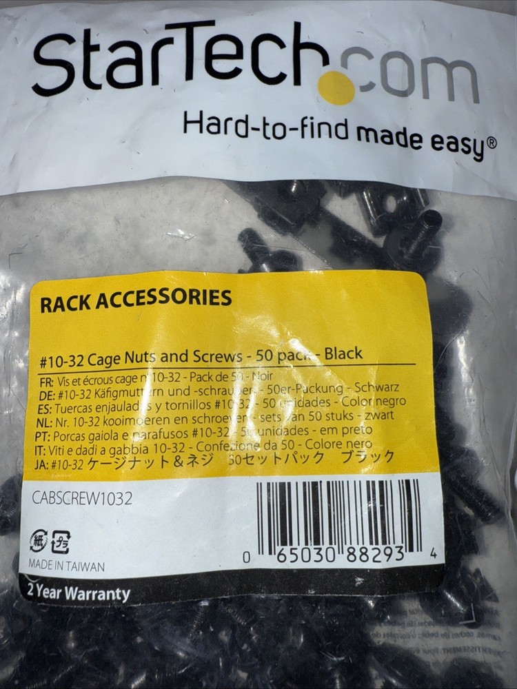 StarTech 10-32 Server Rack Screws and Cage Nuts 50 pk