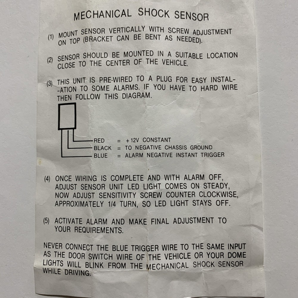 Electromechanical Car Alarm Security System Shock Sensor Impact (NEW)