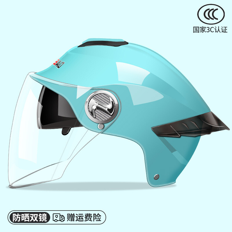 Motorcycle Half Helmet Double Visor Quick Release Vented Semi Removable Interior