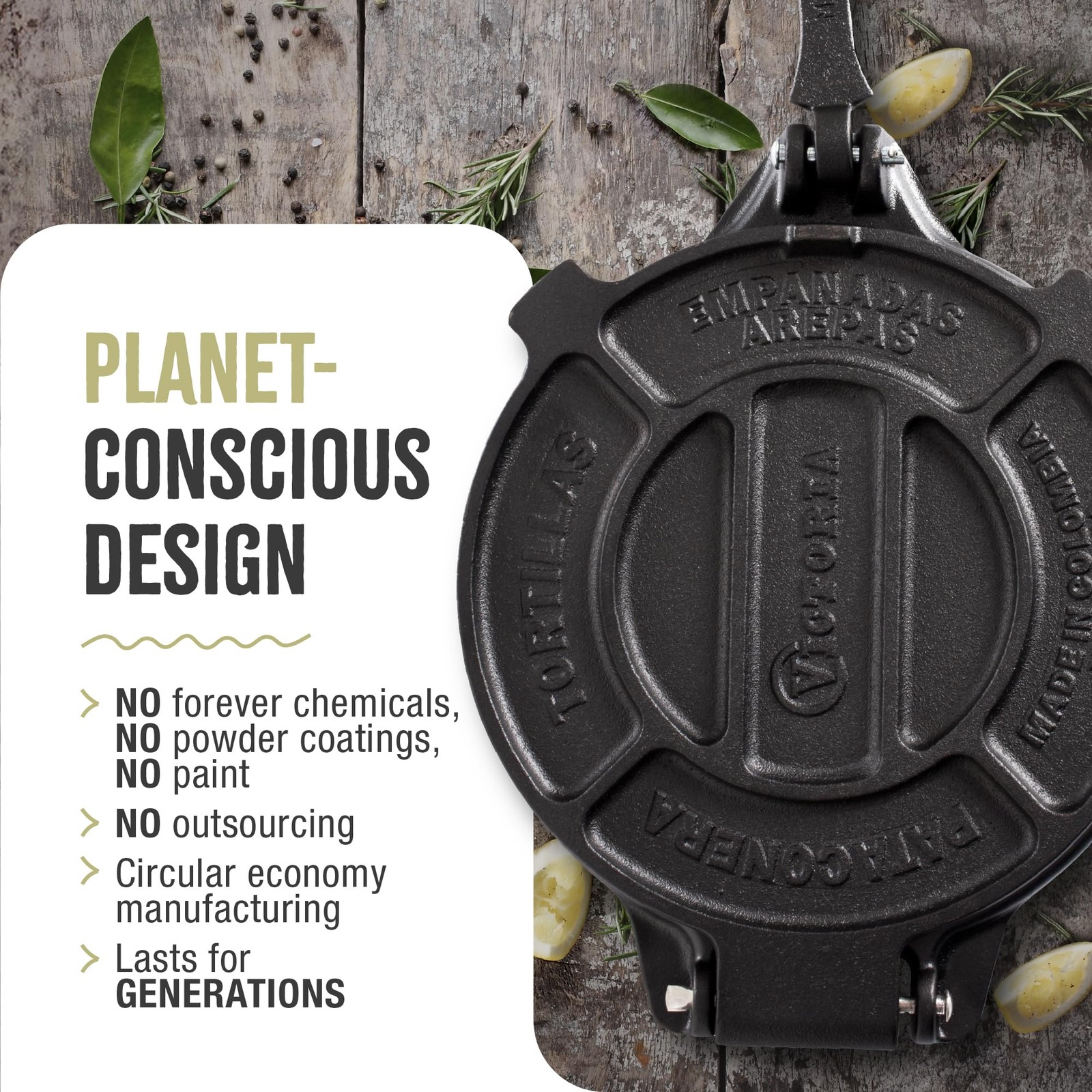 Victoria Cast Iron Tortilla Press, Tortilla and Roti Maker, Made in Colombia