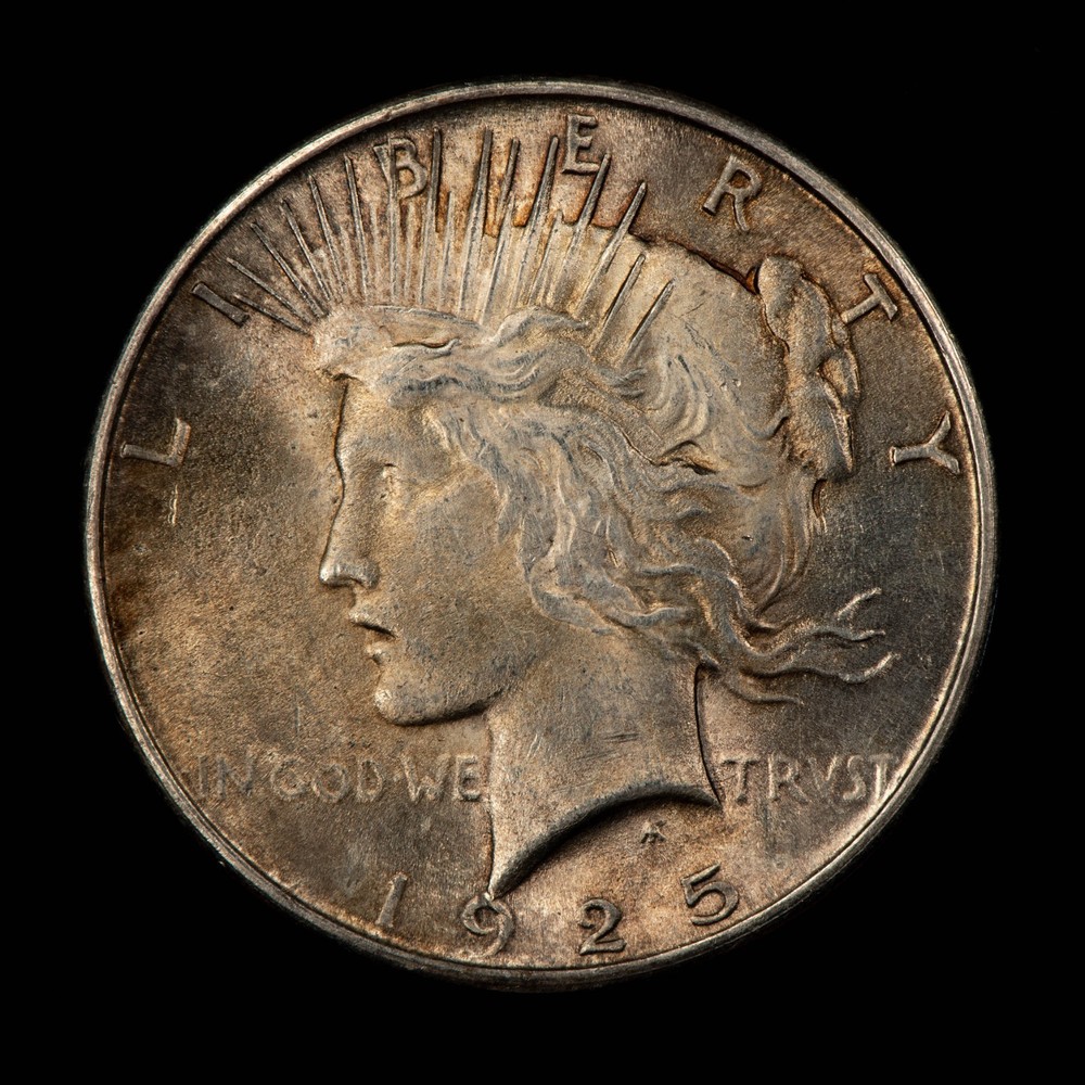 1925 $1 Silver Peace Dollar - Violet Rainbow Pattern - SKU-D7348