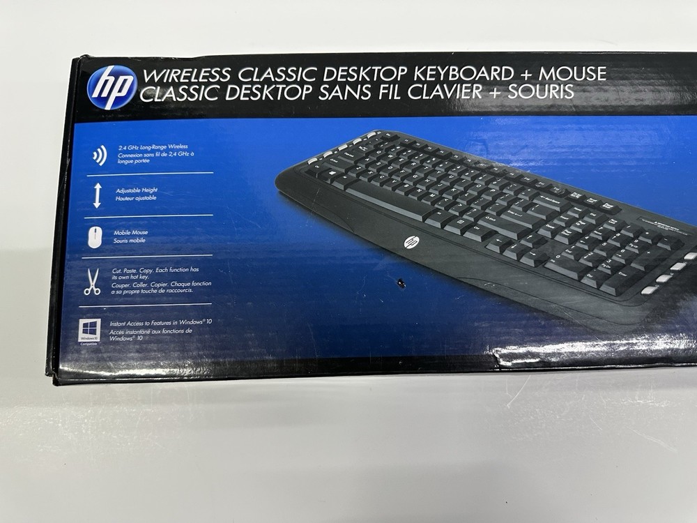 HP Wireless Keyboard Mouse Combo Full Size Black Open Box Damaged Box