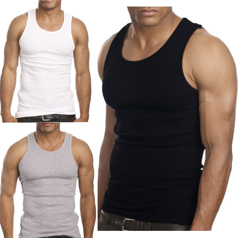 3-12 Packs Men 100% Cotton Ribbed Tank Top A-Shirt Wife Beater Undershirts Lot