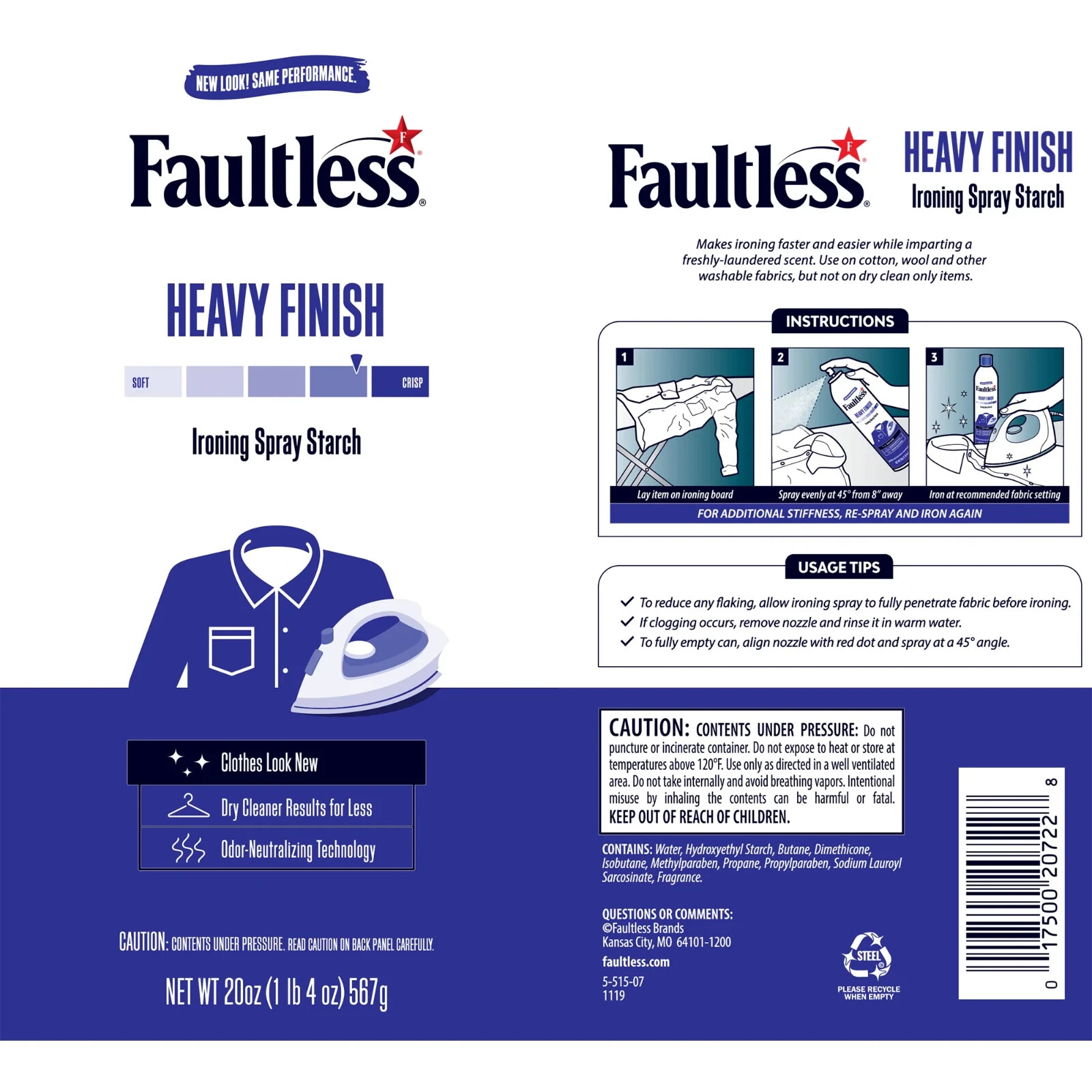 Faultless Niagara Heavy Finish Ironing Spray Starch; Pack of 3 - 20 oz/bottle