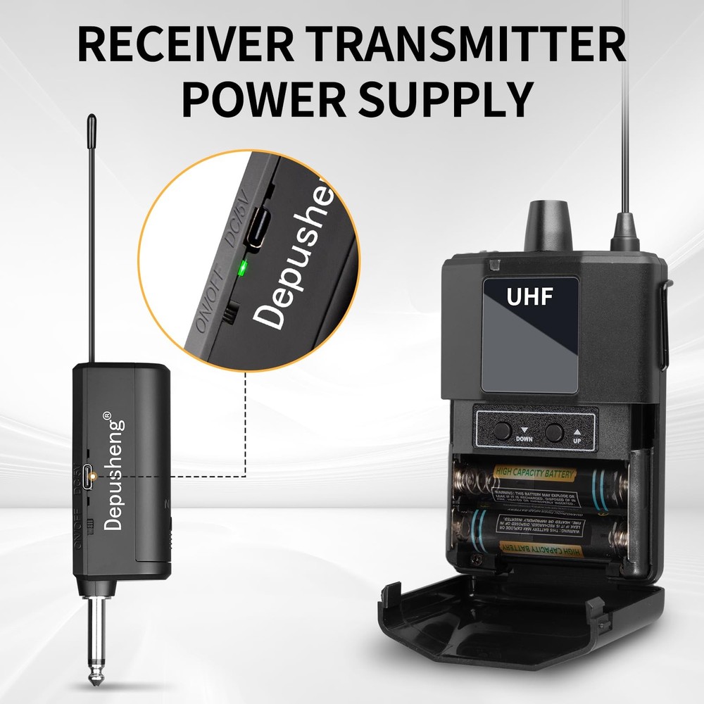 UHF Wireless Microphone Headset System -Wireless Headset Mic System, with Lav...