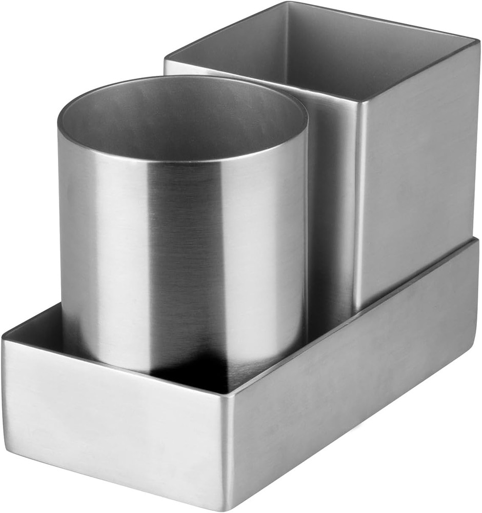round & Square Sugar Packet Holder Set, Stainless Steel