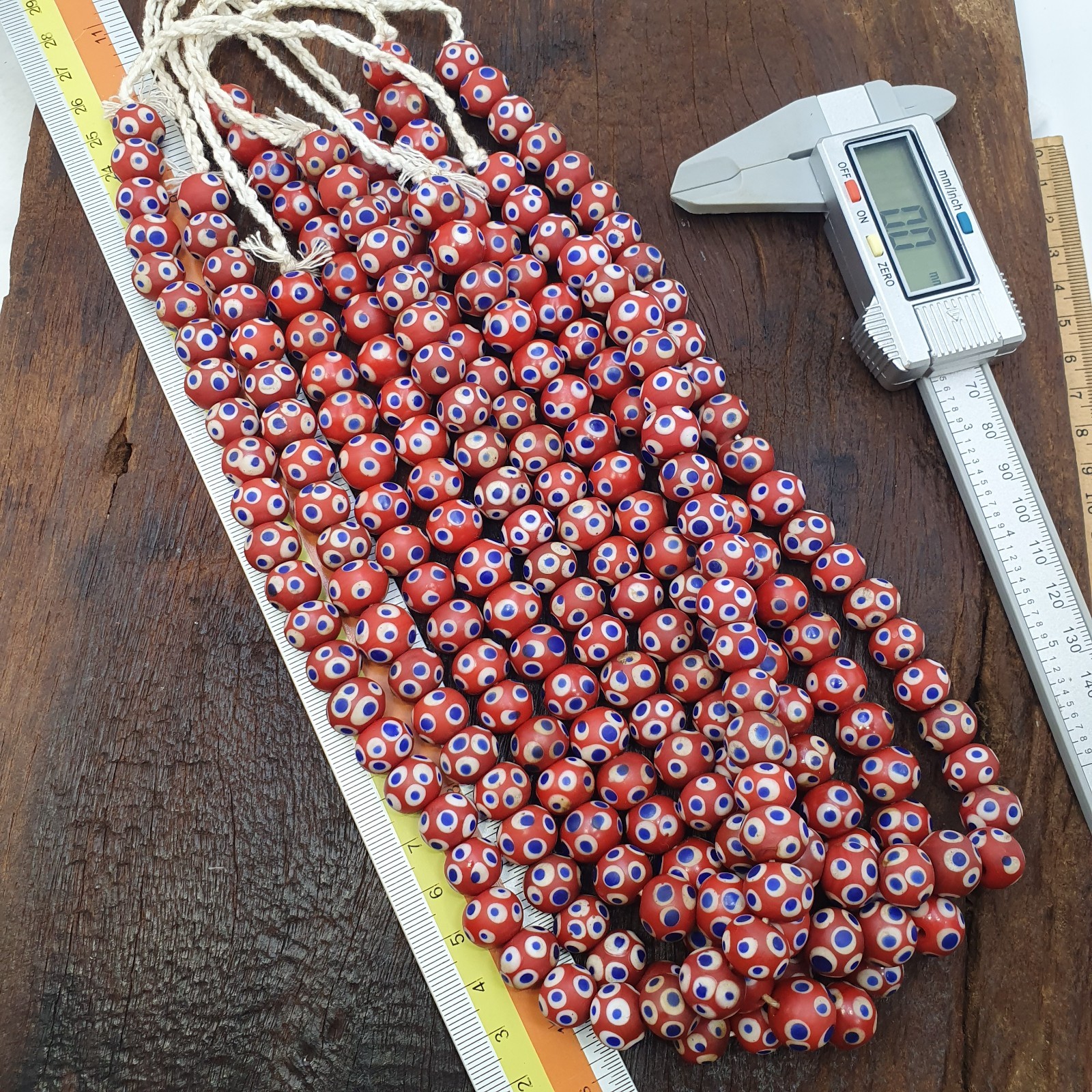 Red Skunk Beads African Style Glass Round Blue White Eye Beads Jewelry Making