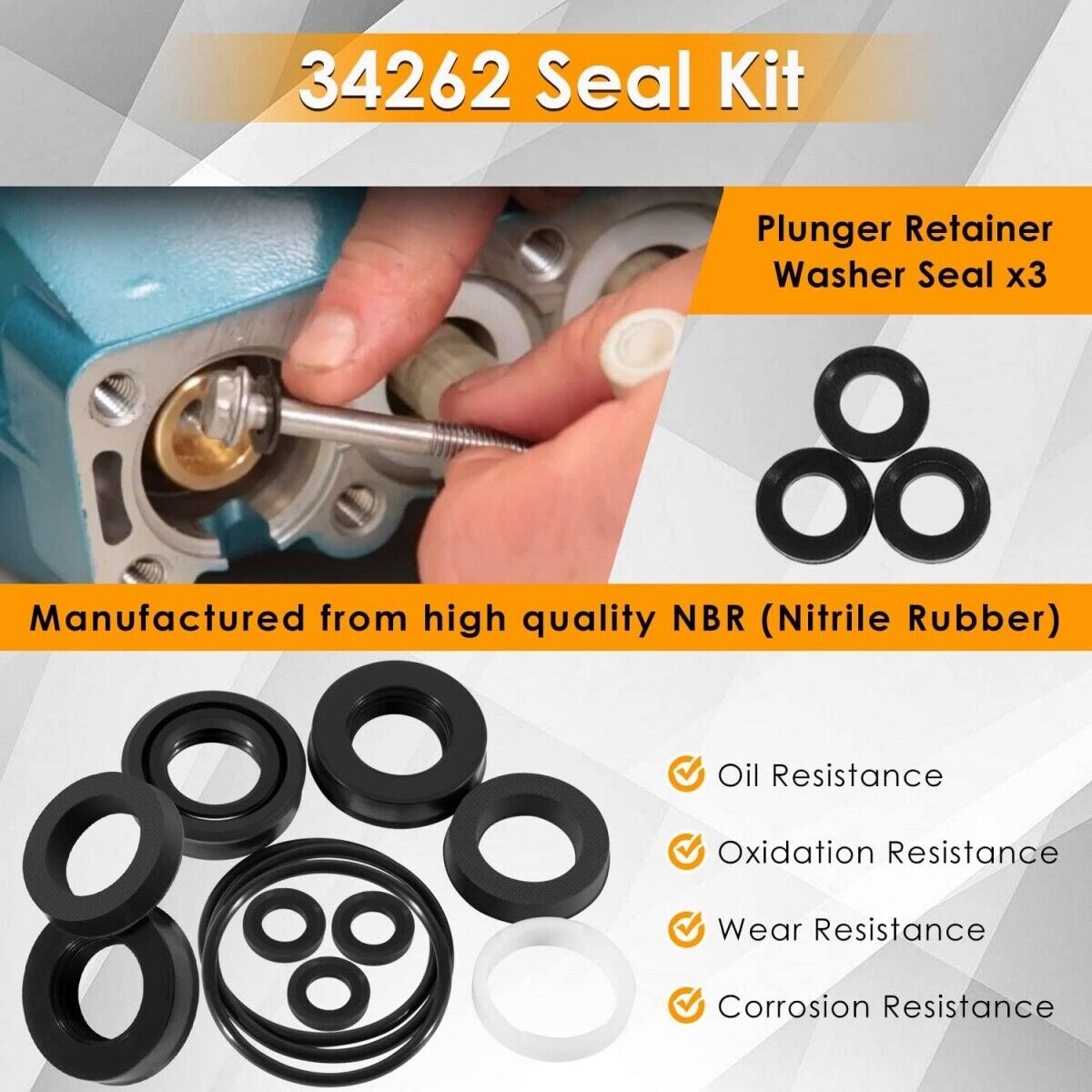 Seal Kit 34262 for Cat Pressure Washer Pump 66DX 6DX 6DX40G1I 66DX40G1I 6DX35G1I