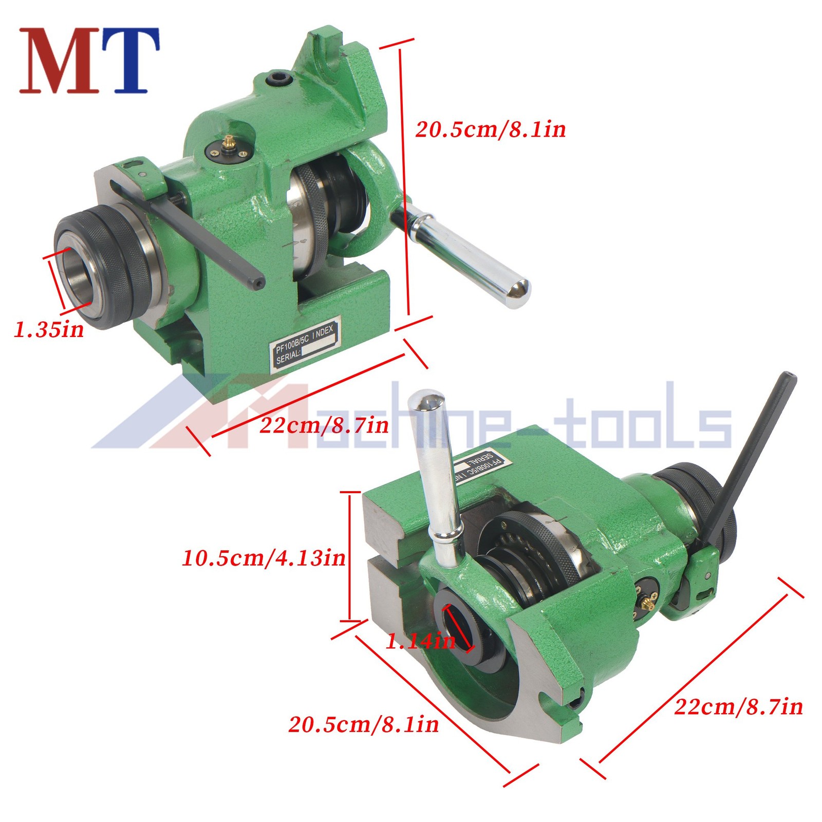 Collet 5C Vertical Horizontal Spin Index Fixture Milling Spindle Thread .0004"