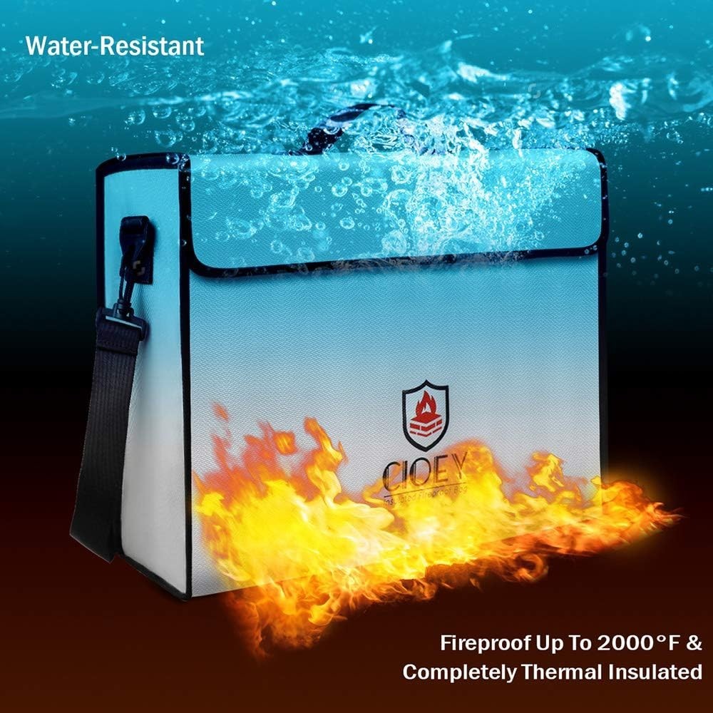 Fireproof Document Bag - XL Silver Waterproof