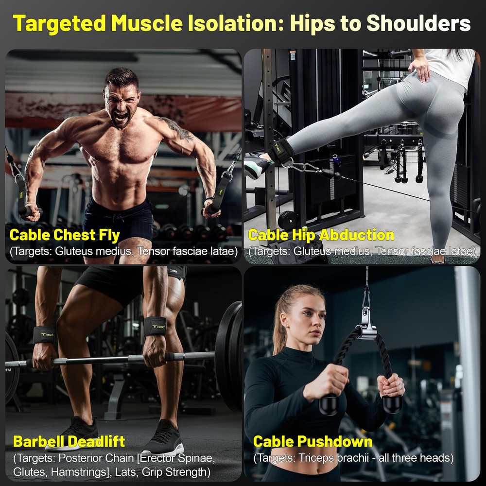 Toosci Cable Attachments for Gym, LAT Pulldown & Machine Black