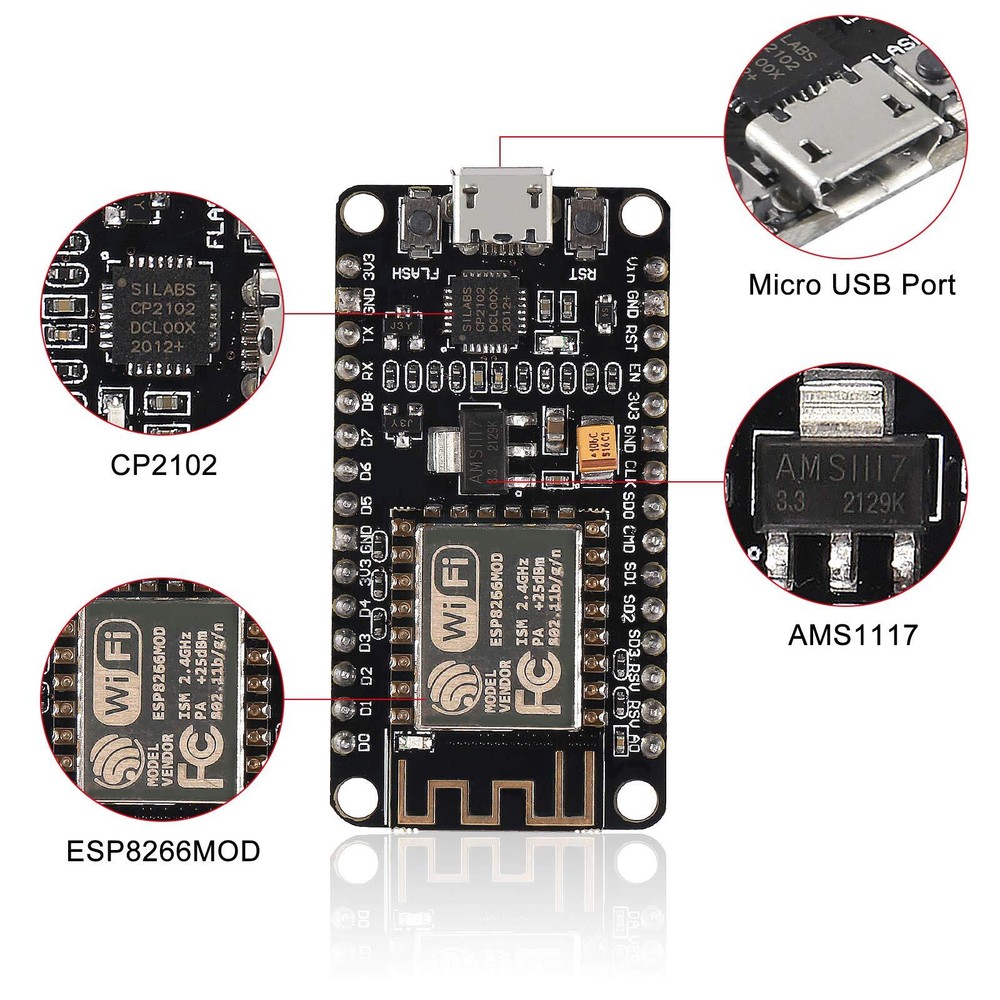3Pcs ESP8266 NodeMcu LUA CP2102 ESP-12E Internet Wireless WiFi Development Board