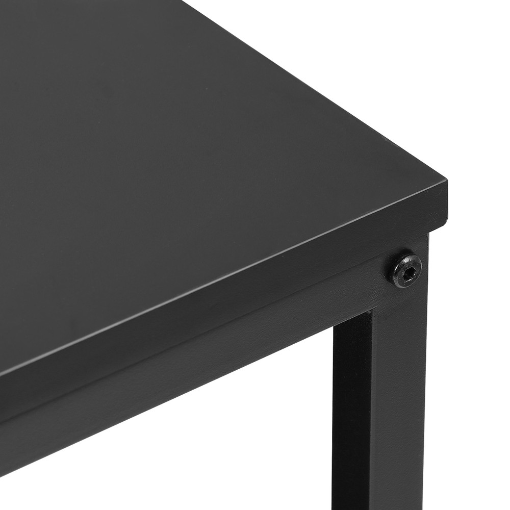 39" Rectangular Coffee Table Industrial Wood Center Table w/ Storage Shelf Black
