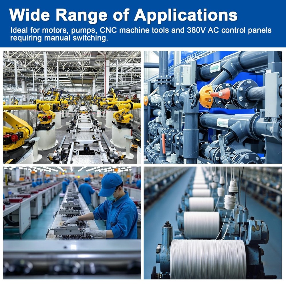 Baomain Self-Locking Push Button Switch 3-Phase 30A 3.7KW, Industrial 3-Pole...