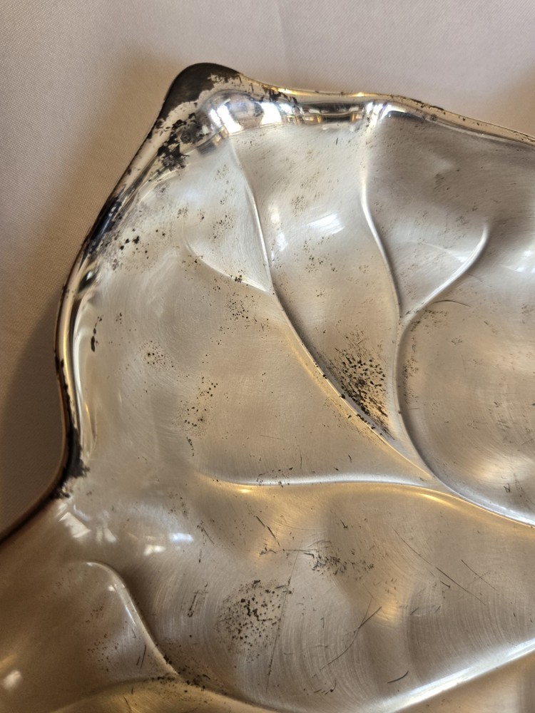 EP Brass Germany WMF IKORA Grape Leaf Candy Dish Silver Electro Plated 9in X 8in