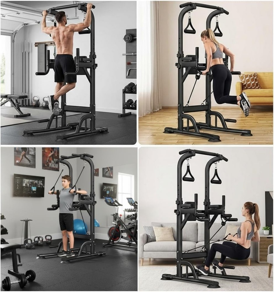 Power Tower Pull Up Bar Dip Station Assistive Trainer Multi-Function Home Gym