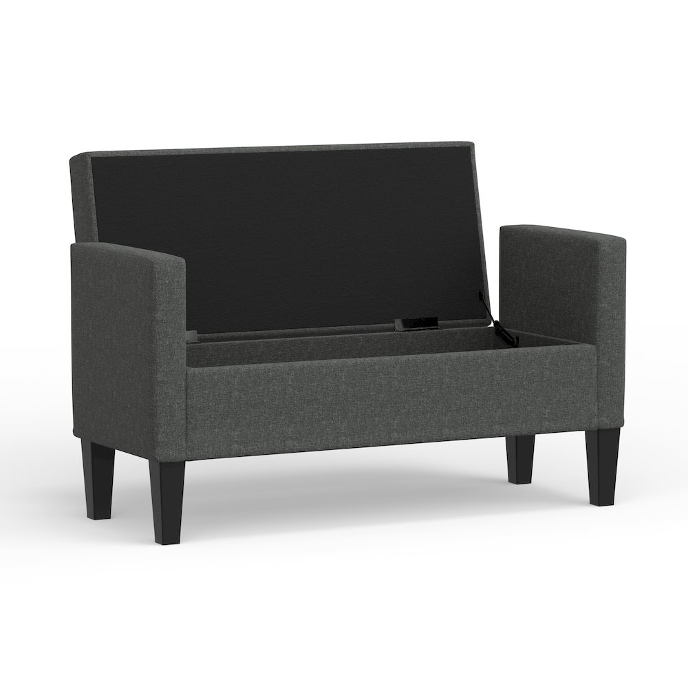 46" Storage Bench with Arms - Dark Gray