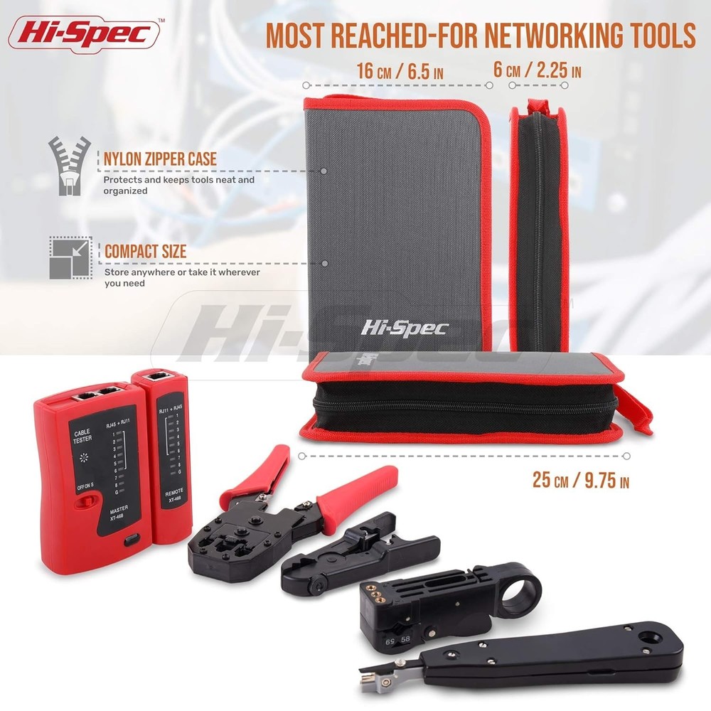 Lightweight Network Cable Tester Set: 9-Piece Crimping & Stripping Solutions