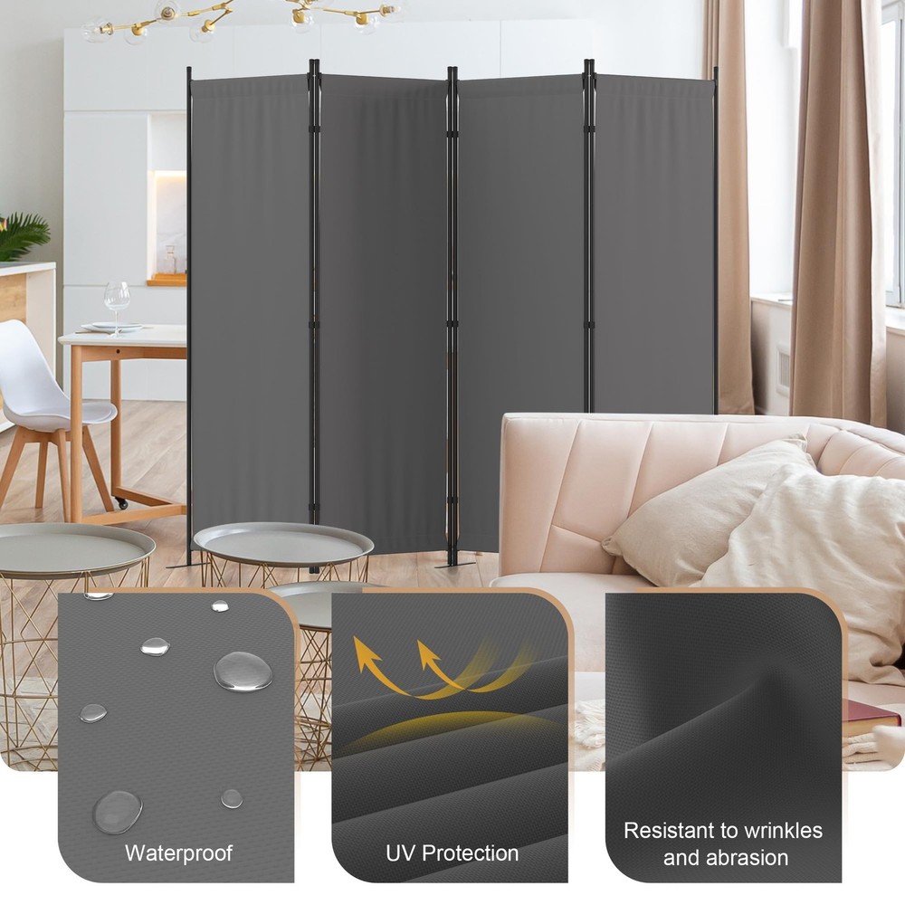 Room Divider, 4 Panel Folding Privacy Screen, 88” Portable Separating with 3 ...