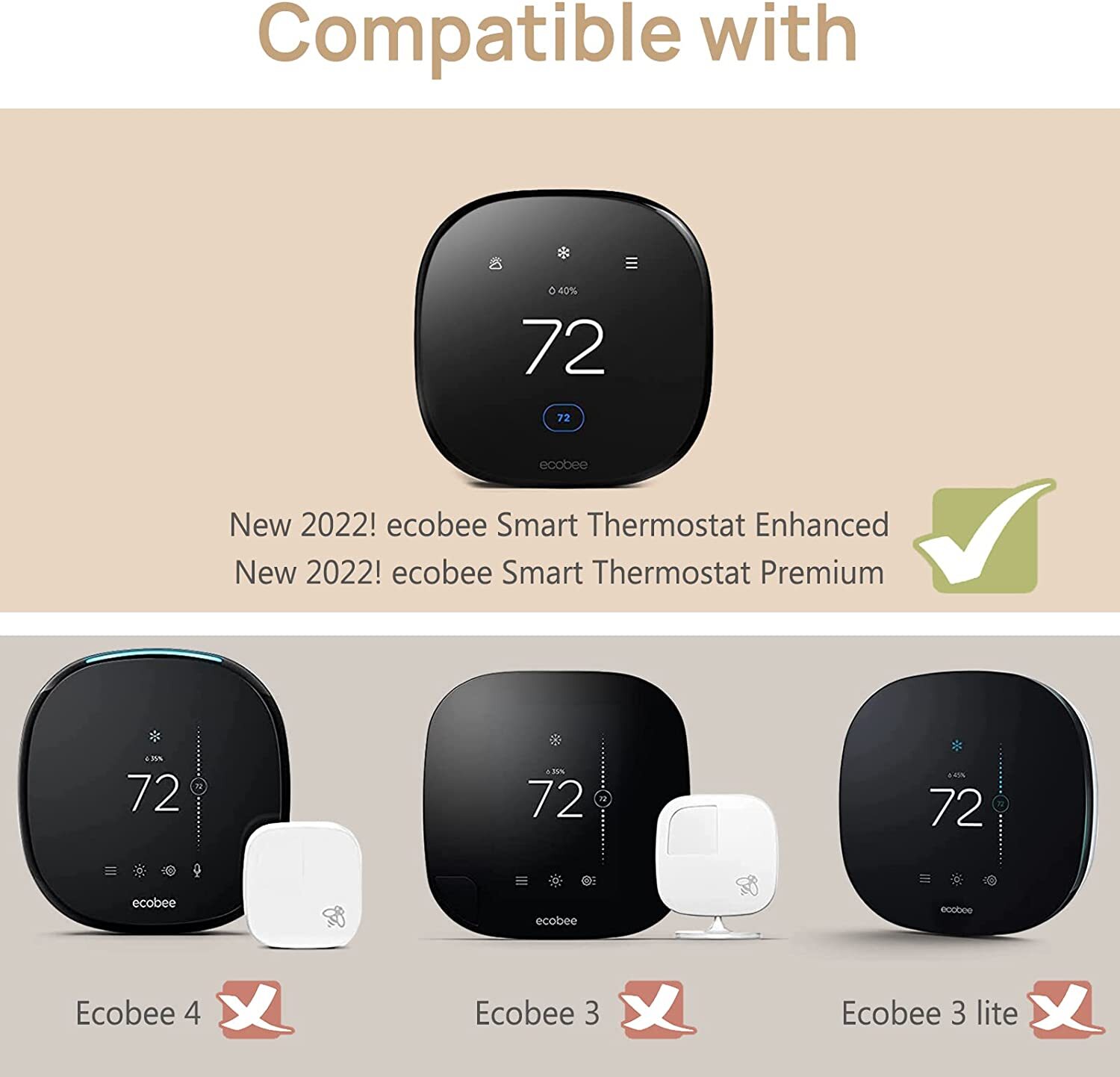 Wall Plate for Ecobee Smart Thermostat Premium/Enhanced 2022 Bracket Mount Cover