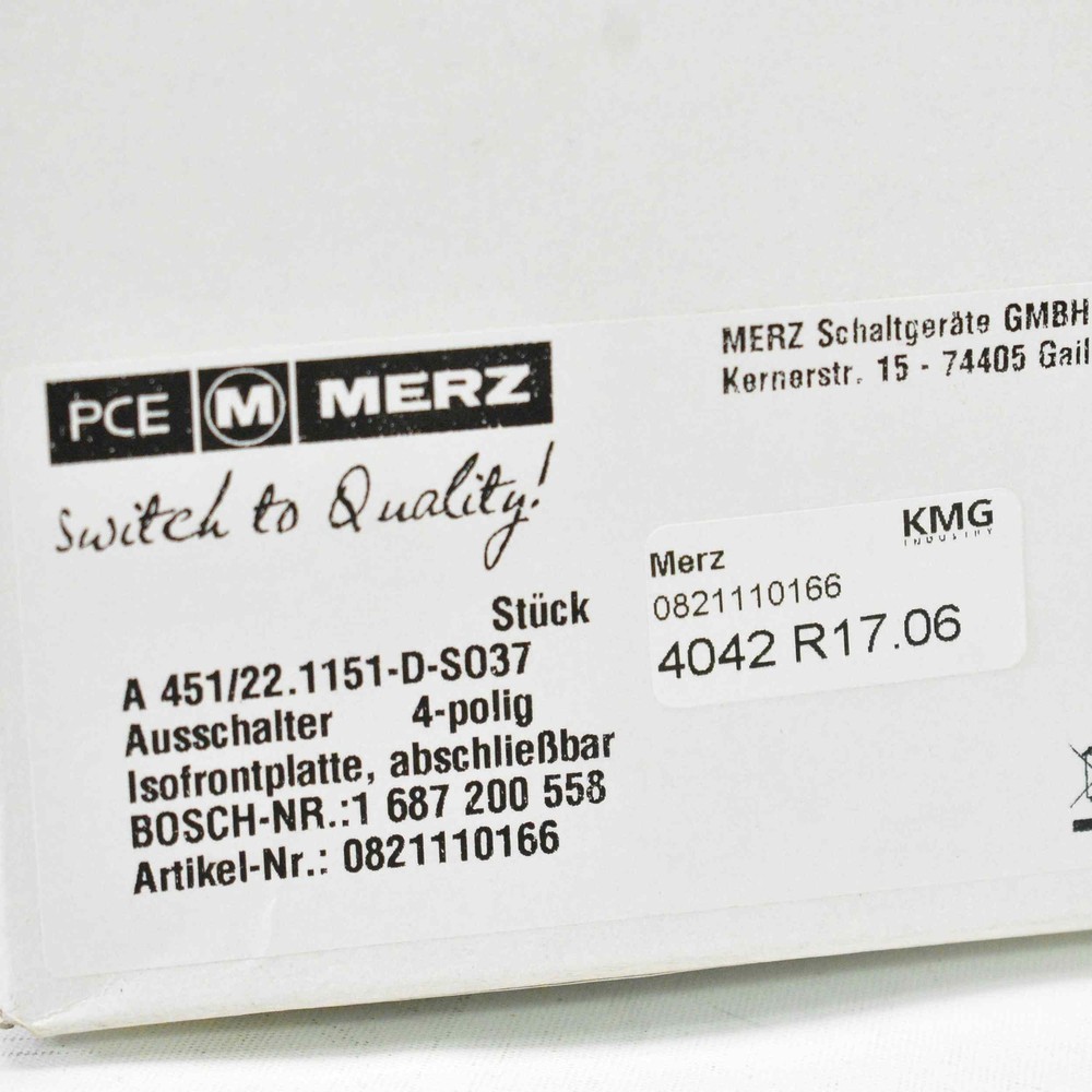 Merz Main Switch 4-Pin 0821110166 -New-
