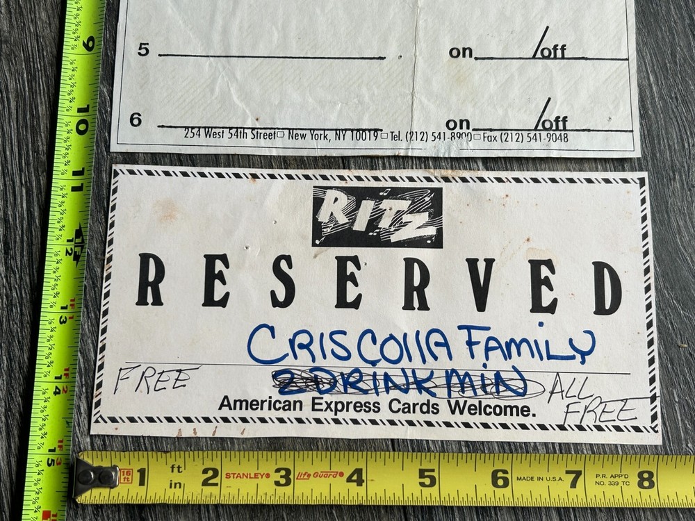 KISS Concert PETER CRISS Schedule Reservation Card Ritz NY 1992 Lot Vintage Kiss