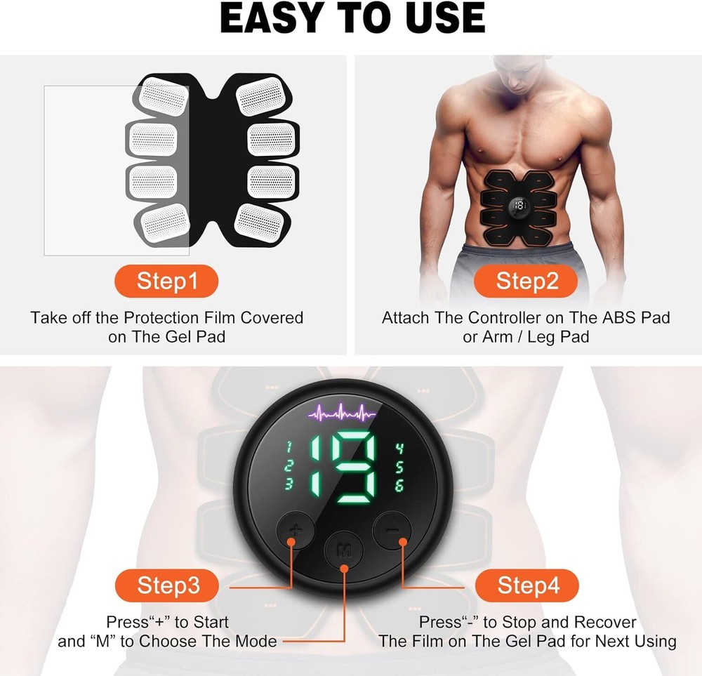 Grexemin ABS Stimulator Workout Equipment, Ab Machine USB Rechargeable Gear...