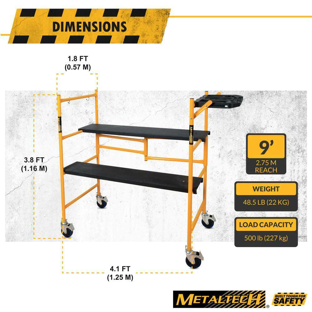 Mini Scaffolding Scaffold Wheels Dolly Rolling Adjustable Miter Saw Work Bench