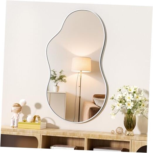 Irregular Wall Mirror - 20"x35" Irregular Abstract Mirror 35"L x 20"W Silver
