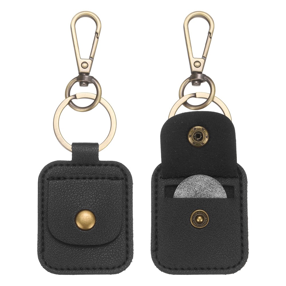 2 Pack Quarter Leather Keychain, PU Leather Key Ring Coin Case, Black