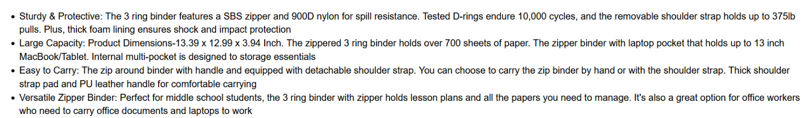 3-Inch D-Ring Zipper Binder With Shoulder Strap, 700 Sheets Capacity Mint Green