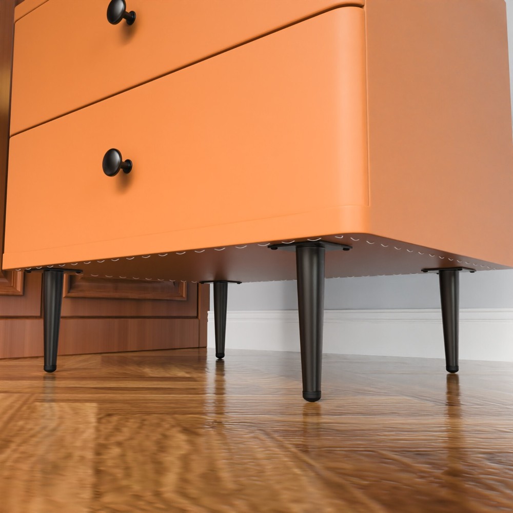 Orange double drawer solid wood bedside table convenient and easy to install