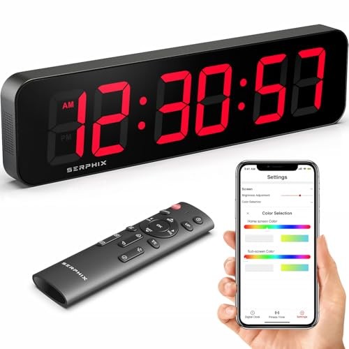 15.2" Large Digital Wall Clock with Seconds, App & Remote Control,