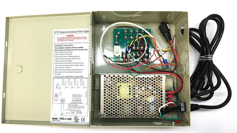 GE Security Multi-Output 12VDC Power Supply TVPS-4-12DC USED