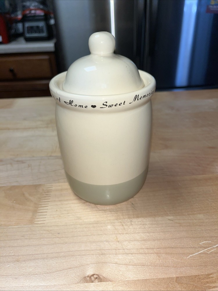 7”x4” stoneware candle jar/ empty/ with sealed lid
