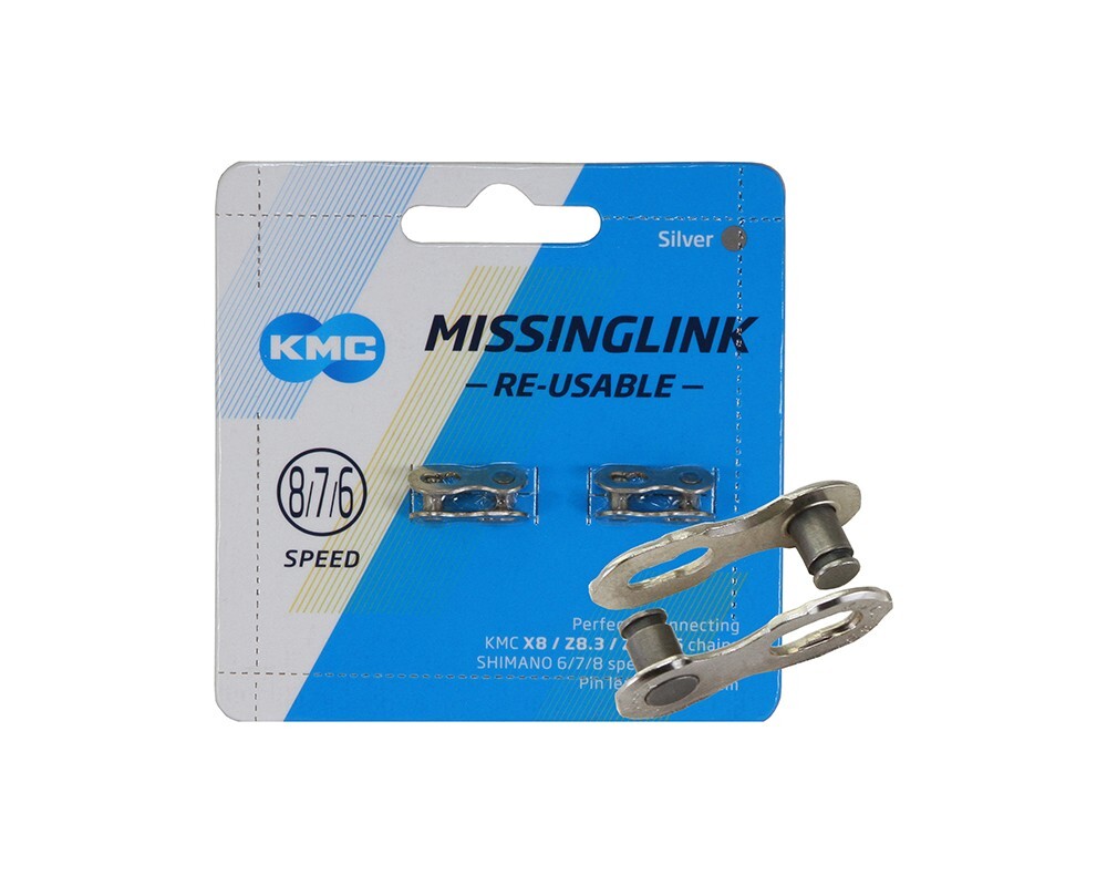 KMC Multispeed Bicycle Master Link 6 Speed, 7 & 8 Speed Quick Connect Chrome 2Pc