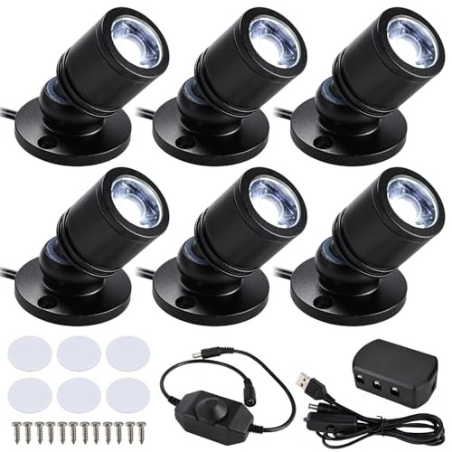 Dimmable Mini LED Spotlight, 6-Pack Daylight 6400K, USB Powered Accent