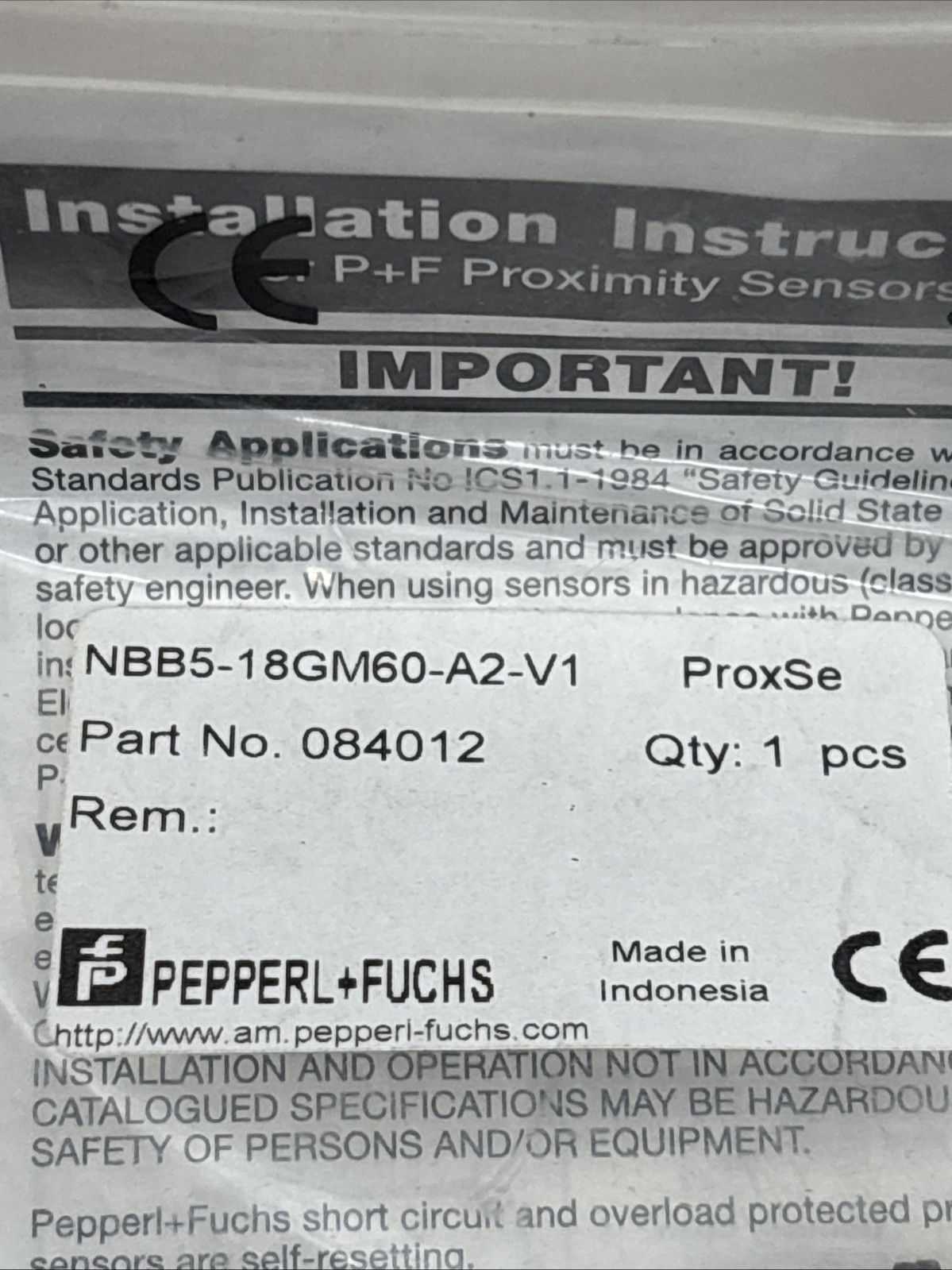 NEW Pepperl+Fuchs NBB5-18GM60-A2-V1 Proximity Sensor; 084012 ￼