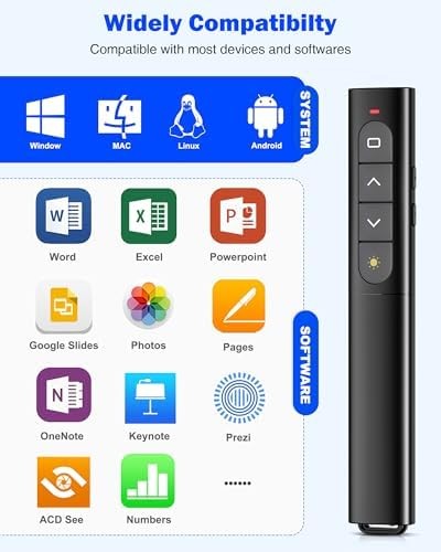 USB Type C Wireless Presentation Clicker with Red Laser Pointer