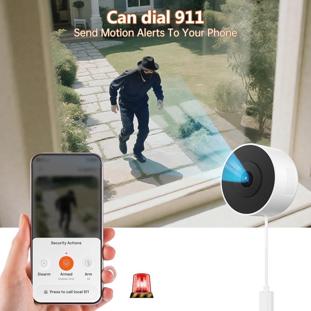 2K Window Camera 2.4G WIFI Indoor Camera Home Camera with Starlight Night Vision