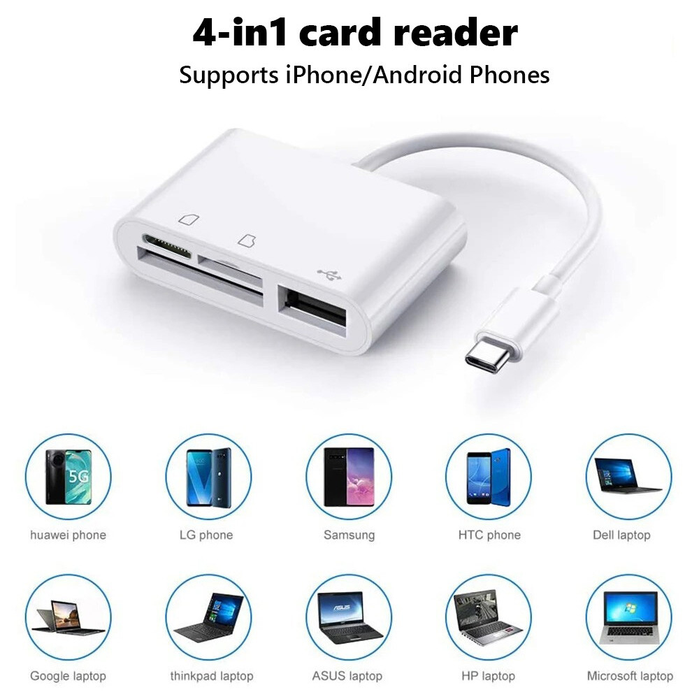 TF/SD Card Adapter Camera Reader Android Type-c For iPhone 17/16/15 Pro Max iPad