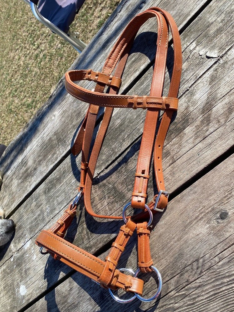 Padded leather Western horse training side pull