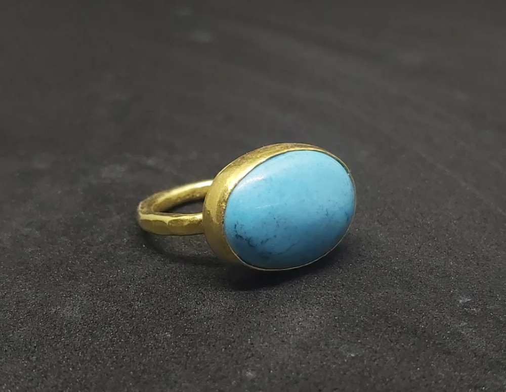 Turquoise Ring Gemstone Ring Brass Ring Astrology Ring Gold Statement Ring Sale