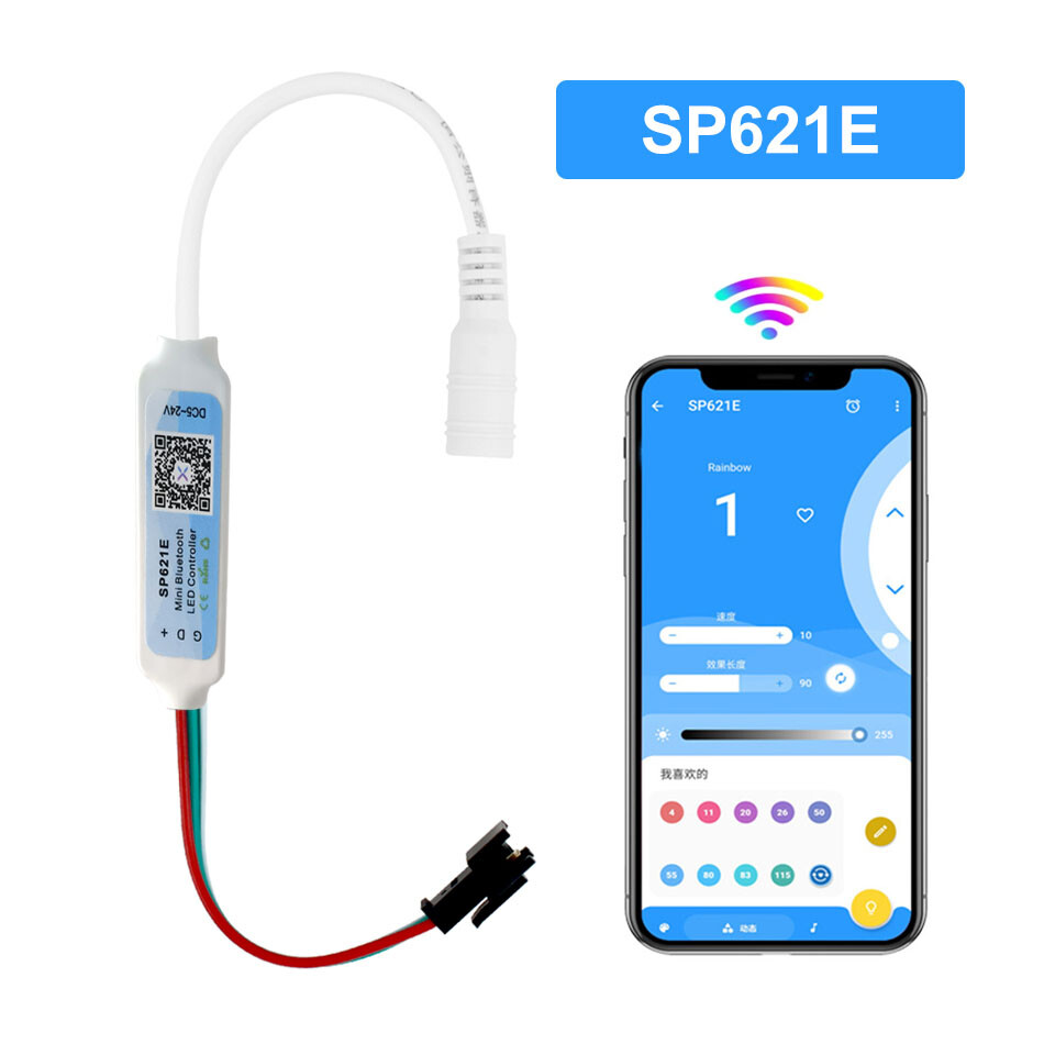 SP621E  Bluetooth-compatible LED controller APP control For WS2812 LED strip