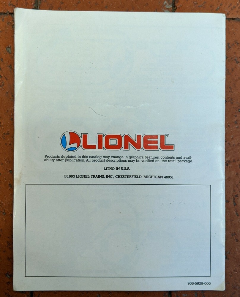 1993 LIONEL TRAIN CATALOG