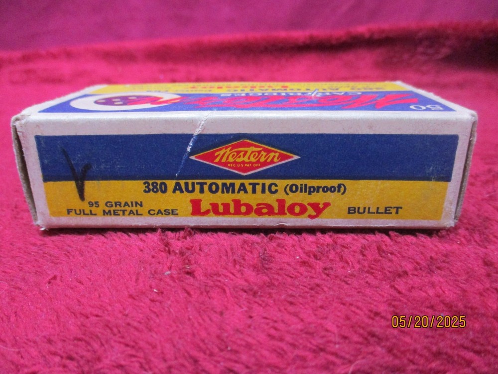 Vintage Western Cartridges, 380 Automatic 95 gr., Ammo Box, (Empty)
